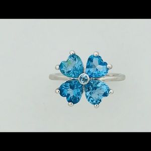 Heart Shape Natural Blue Topaz Ring